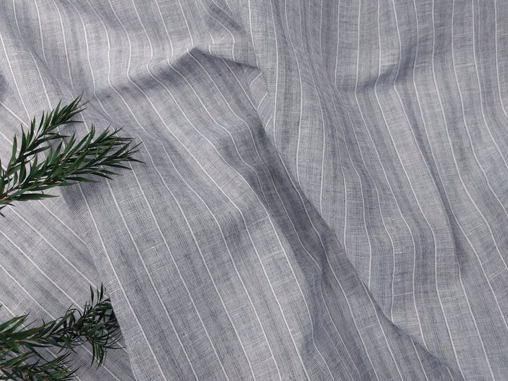 Grey Stripe Linen Cotton Fabric - Versatile Material for Sewing and Crafting 4926 - The Linen Lab - Gray
