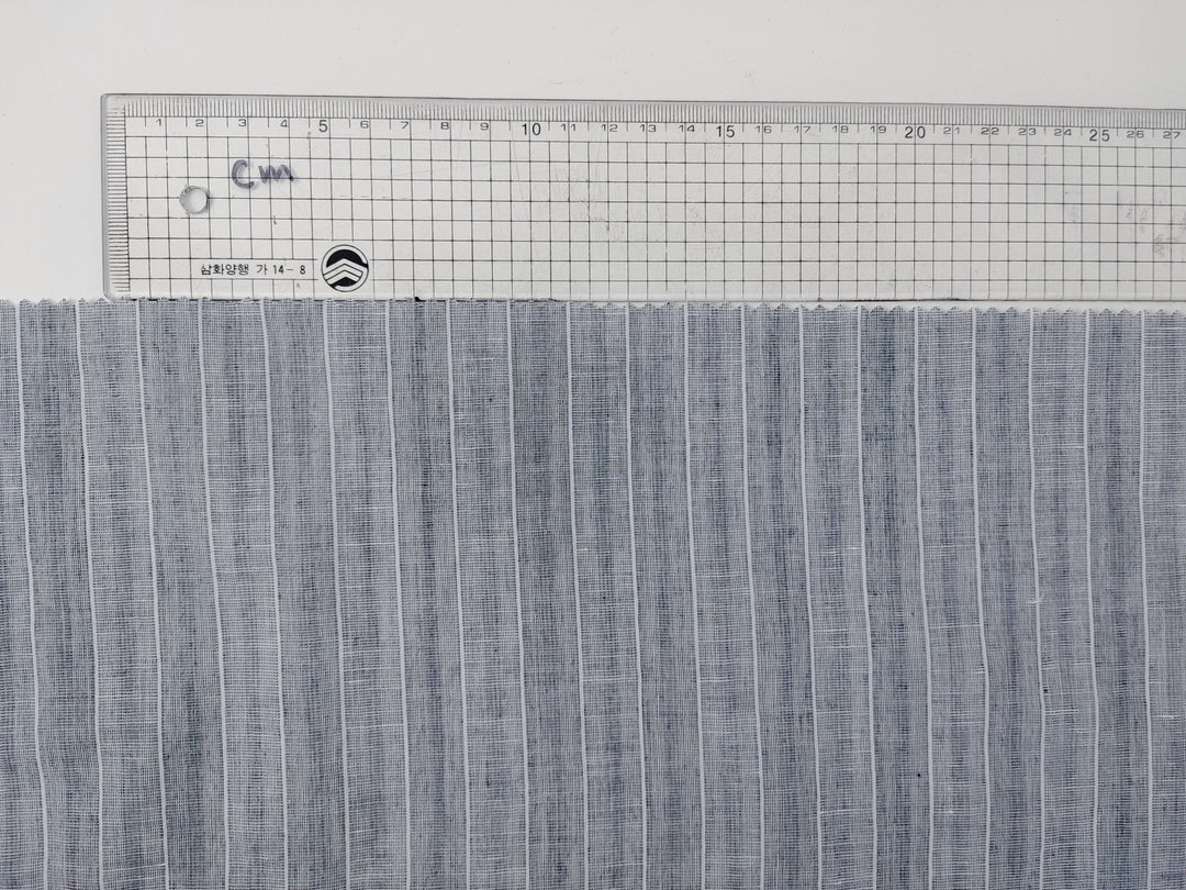 Grey Stripe Linen Cotton Fabric - Versatile Material for Sewing and Crafting 4926 - The Linen Lab - Gray