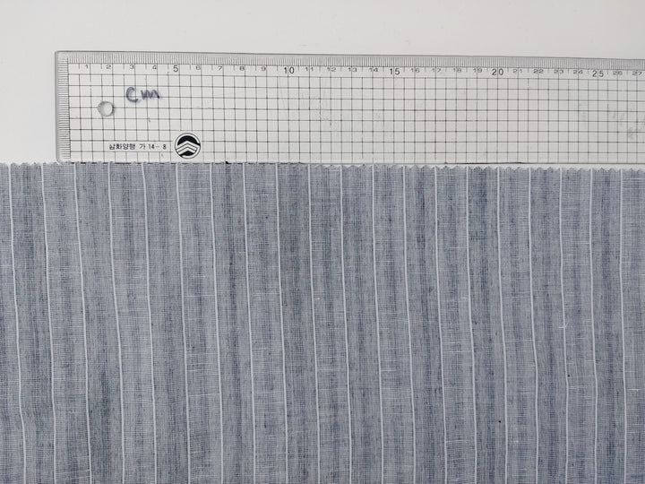 Grey Stripe Linen Cotton Fabric - Versatile Material for Sewing and Crafting 4926 - The Linen Lab - Gray