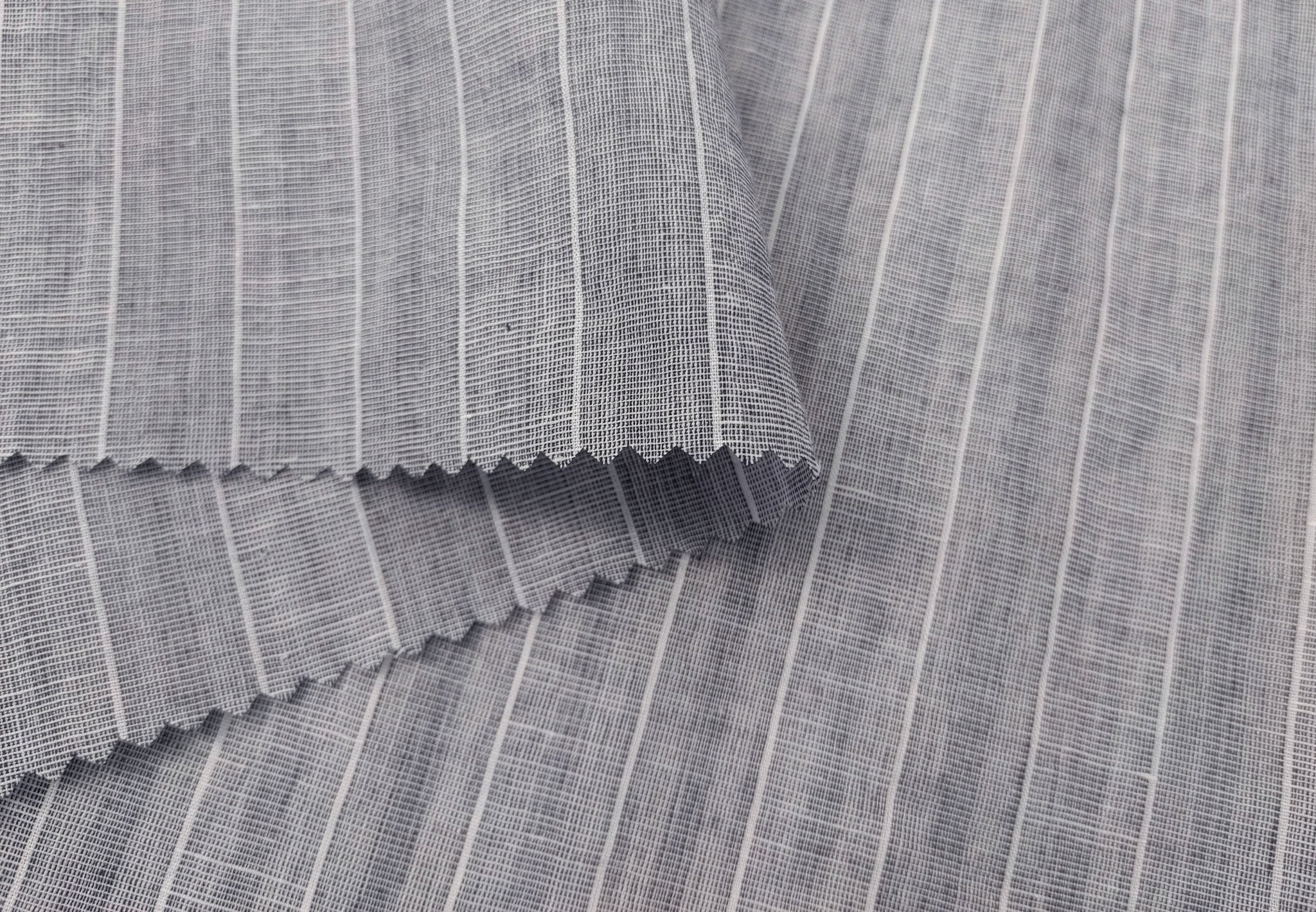 Grey Stripe Linen Cotton Fabric - Versatile Material for Sewing and Crafting 4926 - The Linen Lab - Gray