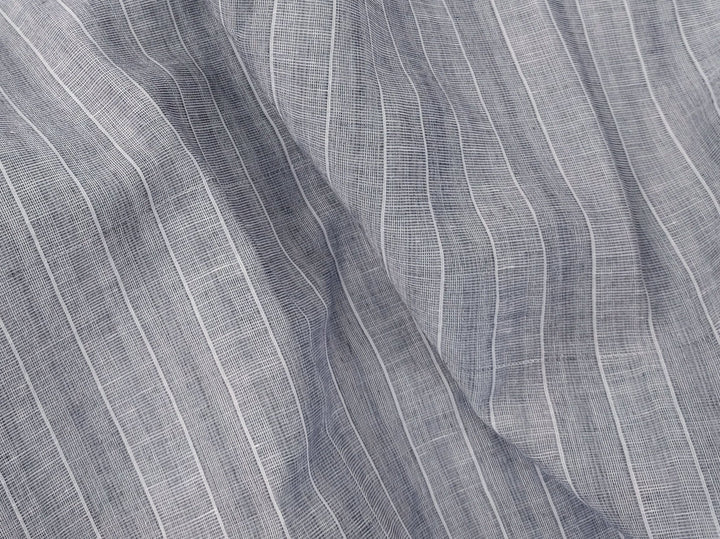Grey Stripe Linen Cotton Fabric - Versatile Material for Sewing and Crafting 4926 - The Linen Lab - Gray