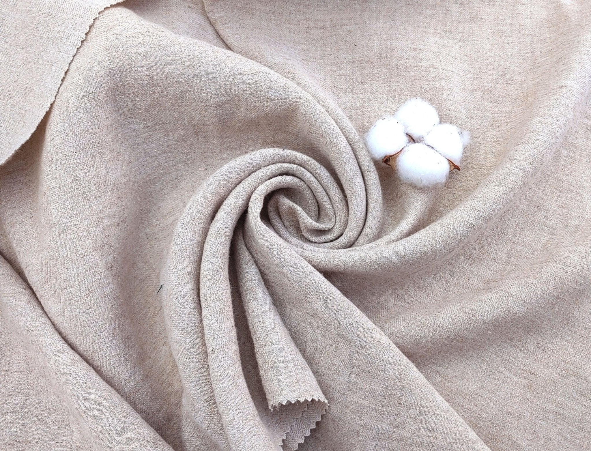 Harmony Hues: Natural Linen Polyester HBT Herringbone Twill Fabric 7730 - The Linen Lab - Natural