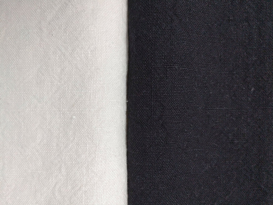 Heavy Weight 100% Linen Fabric - High Twisted 6s, White and Black Colors for Timeless Projects 4663 4966 - The Linen Lab - White