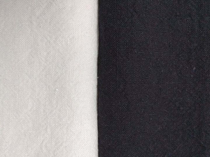 Heavy Weight 100% Linen Fabric - High Twisted 6s, White and Black Colors for Timeless Projects 4663 4966 - The Linen Lab - White