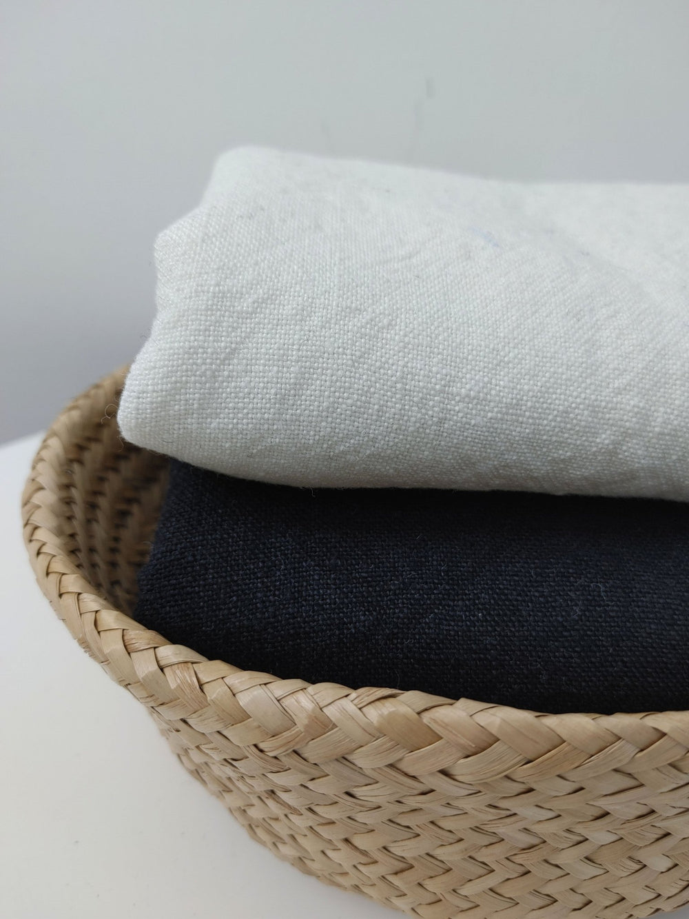 Heavy Weight 100% Linen Fabric - High Twisted 6s, White and Black Colors for Timeless Projects 4663 4966 - The Linen Lab - White