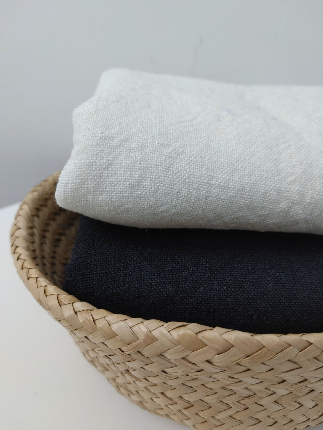 Heavy Weight 100% Linen Fabric - High Twisted 6s, White and Black Colors for Timeless Projects 4663 4966 - The Linen Lab - White