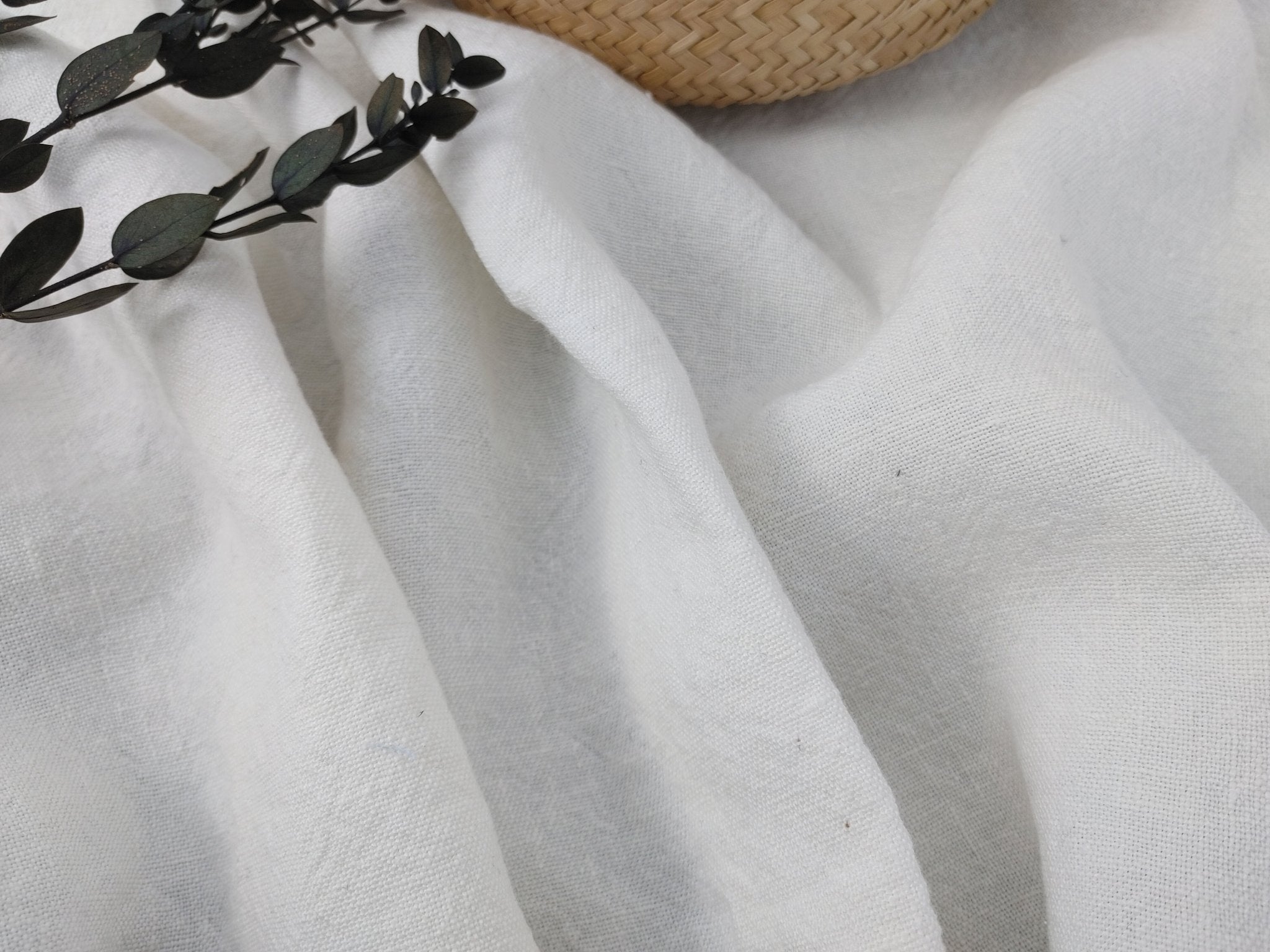 Heavy Weight 100% Linen Fabric - High Twisted 6s, White and Black Colors for Timeless Projects 4663 4966 - The Linen Lab - White