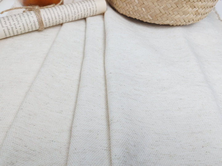 Heavy Weight Linen Rayon Stretch Fabric with Dobby Weave and Excellent Drape 6317 6414 6874 7229 - The Linen Lab - White