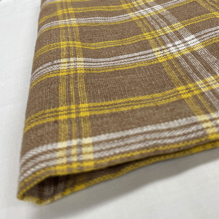 Heavy Weight Tartan Check Plaid Fabric (6749) - The Linen Lab - Beige