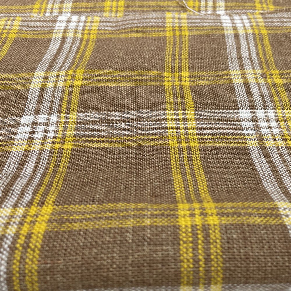 Heavy Weight Tartan Check Plaid Fabric (6749) - The Linen Lab - Beige