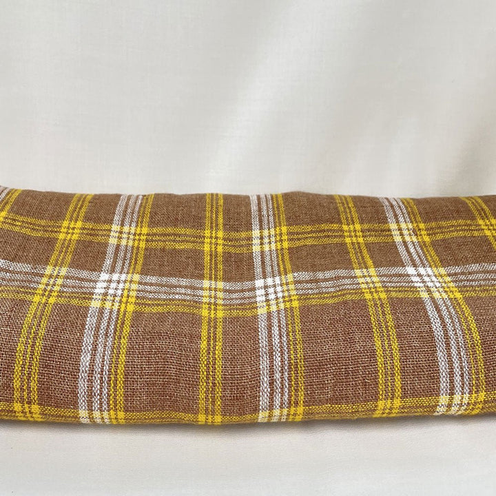 Heavy Weight Tartan Check Plaid Fabric (6749) - The Linen Lab - Beige