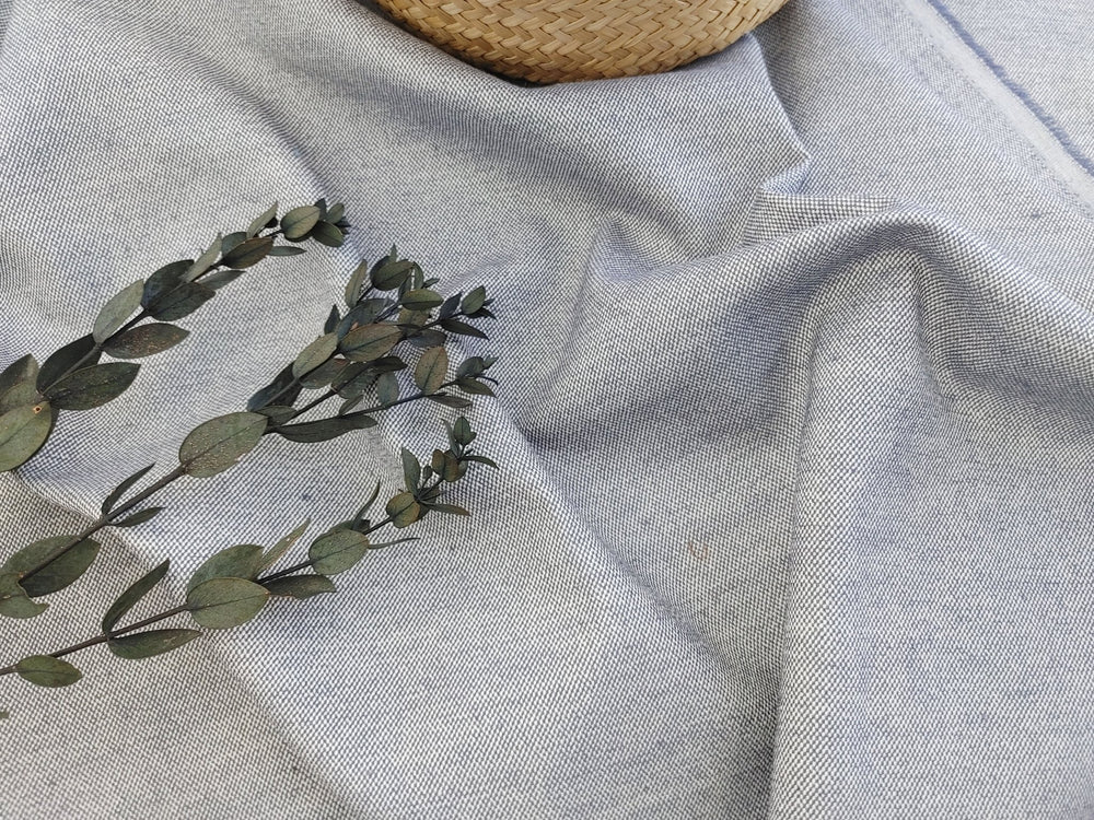 Heavyweight Canvas Chambray Linen Stretch Fabric 3252 - The Linen Lab - Grey