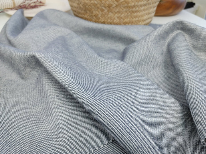 Heavyweight Canvas Chambray Linen Stretch Fabric 3252 - The Linen Lab - Grey
