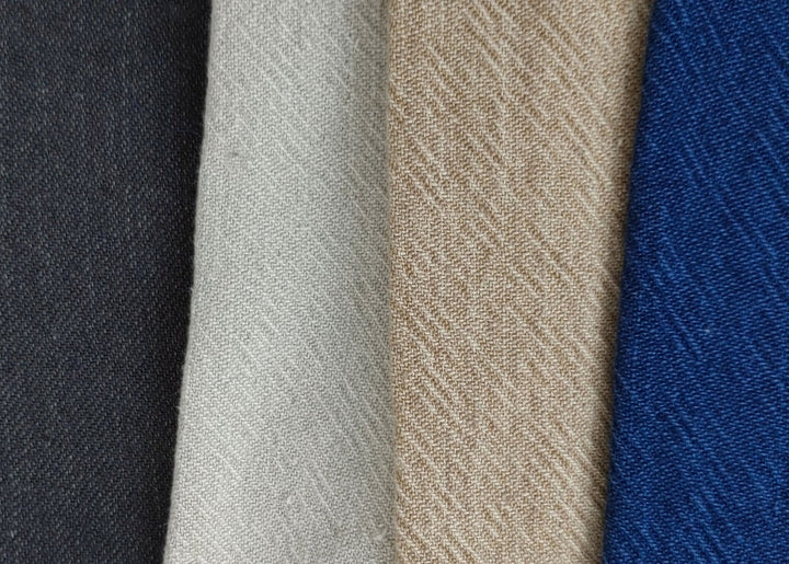 Heavyweight Linen Cotton Twill Fabric with Two-Tone Chambray 7258 7259 7331 7332 - The Linen Lab - Grey