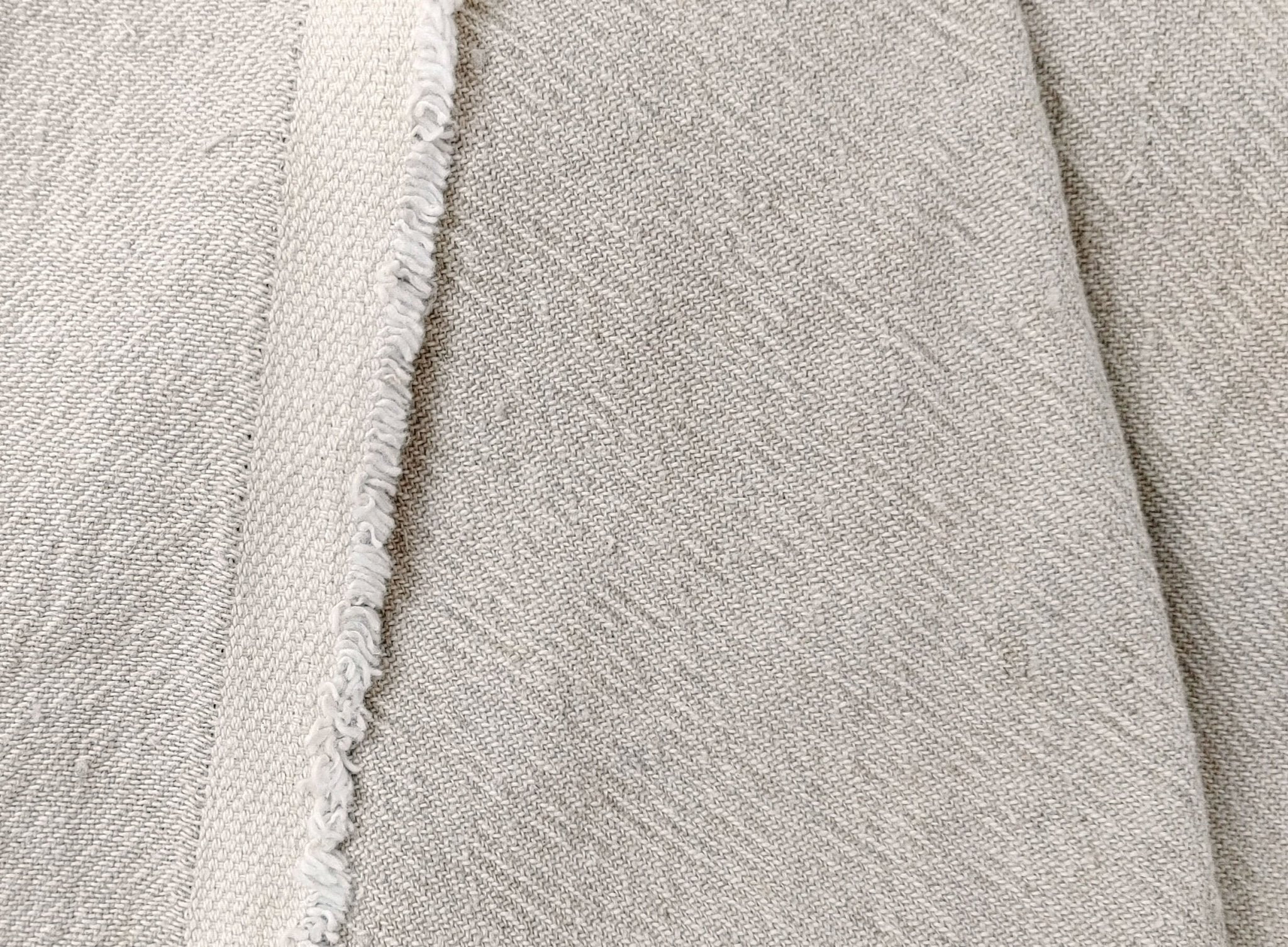 Heavyweight Linen Cotton Twill Fabric with Two-Tone Chambray 7258 7259 7331 7332 - The Linen Lab - Natural