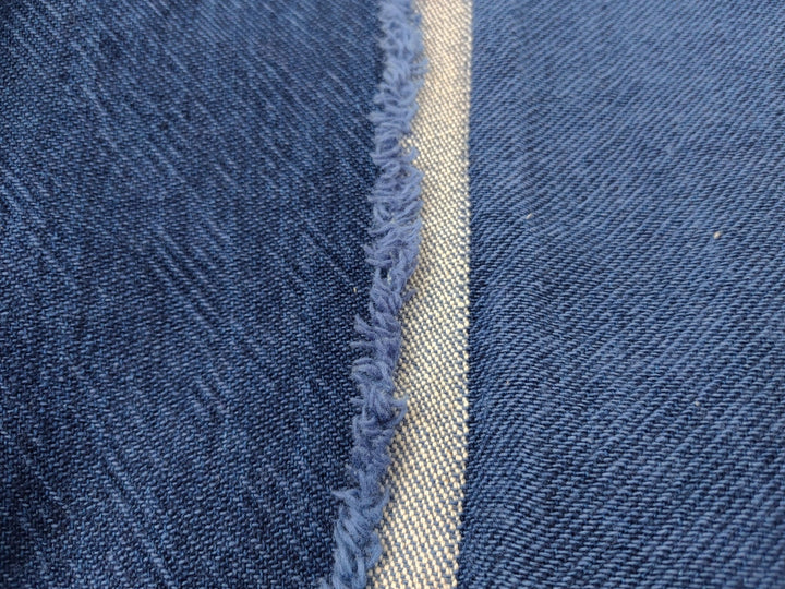 Heavyweight Linen Cotton Twill Fabric with Two-Tone Chambray 7258 7259 7331 7332 - The Linen Lab - Navy