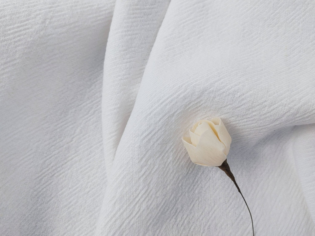Heavyweight White Linen Cotton Twill Fabric 6814 - The Linen Lab - White
