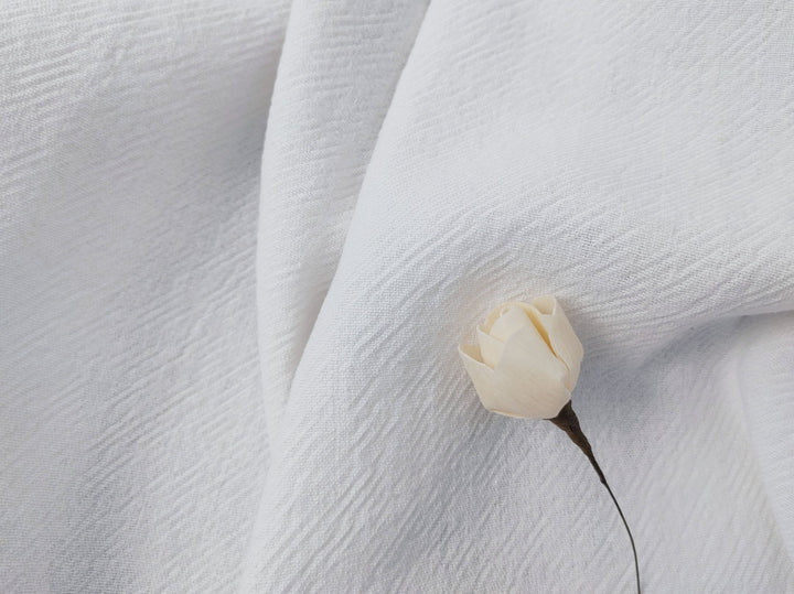 Heavyweight White Linen Cotton Twill Fabric 6814 - The Linen Lab - White