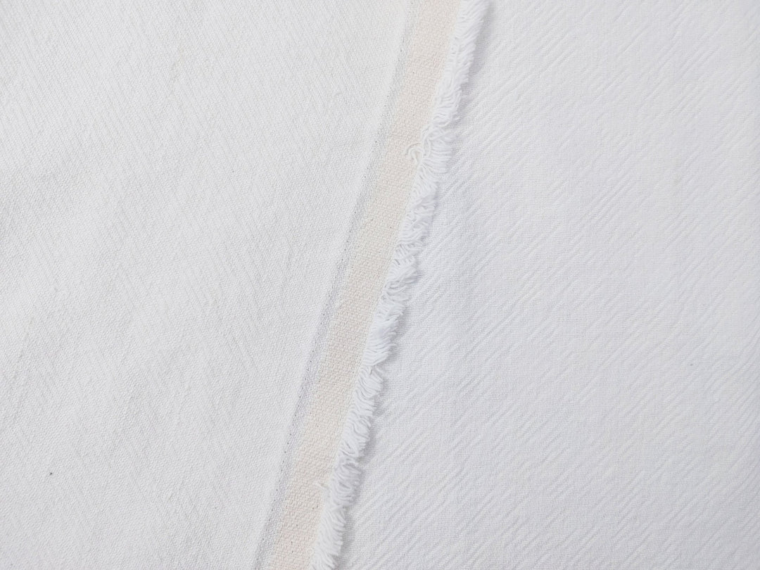 Heavyweight White Linen Cotton Twill Fabric 6814 - The Linen Lab - White
