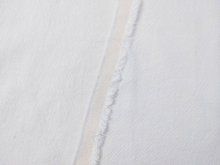 Heavyweight White Linen Cotton Twill Fabric 6814 - The Linen Lab - White