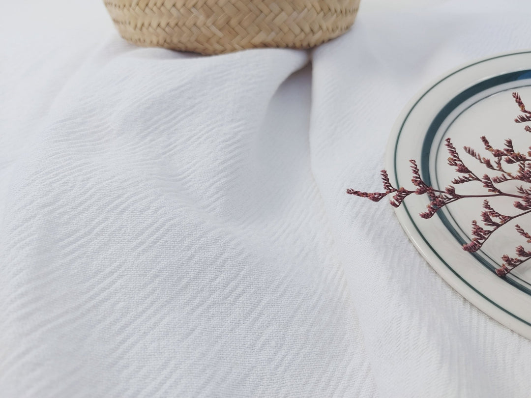 Heavyweight White Linen Cotton Twill Fabric 6814 - The Linen Lab - White