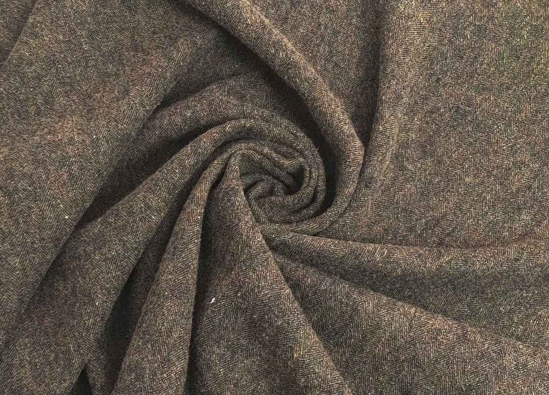 Heritage Blend: Wool Linen HBT Herringbone Twill Fabric 7671 7687 7763 - The Linen Lab - Brown