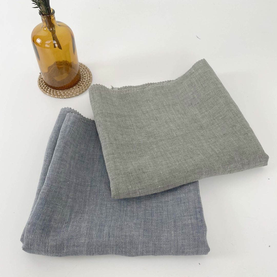 High Twisted Linen Dot Shape Fabric 6924 6927 - The Linen Lab - Blue