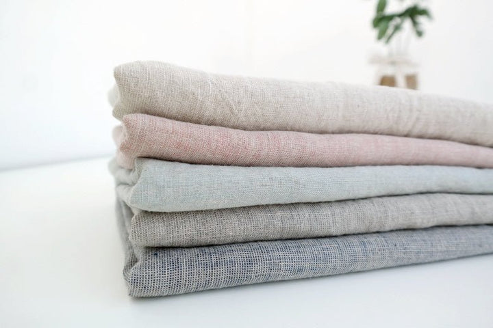High Twisted Linen Dot Shape Fabric - The Linen Lab - natural