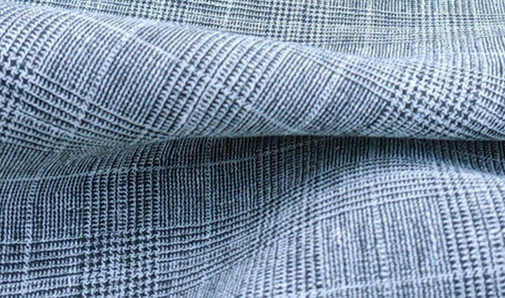 High Twisted Linen Polyester Glen Check Fabric (6068) - The Linen Lab - Black & White