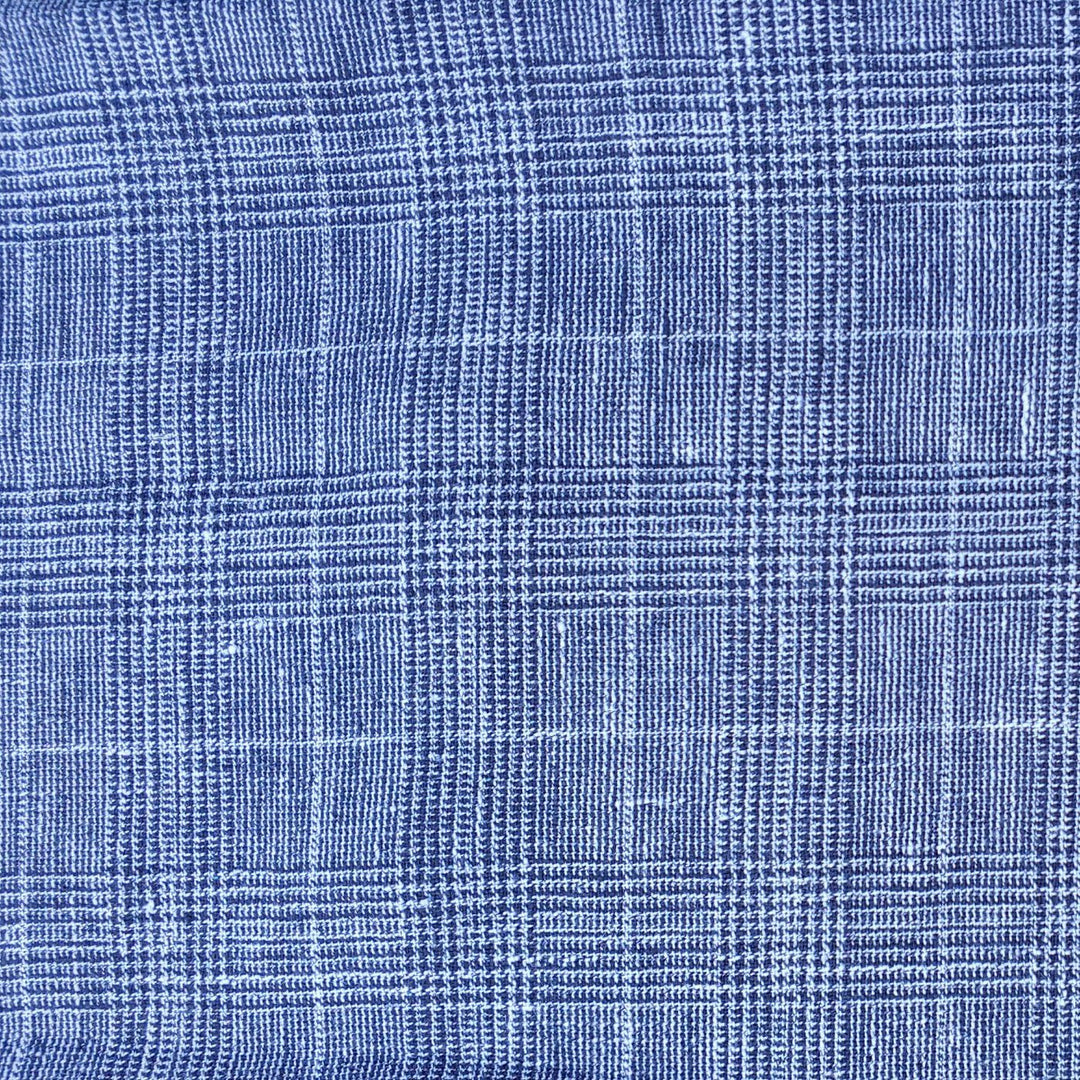 High Twisted Linen Polyester Glen Check Fabric (6068) - The Linen Lab - Black & White