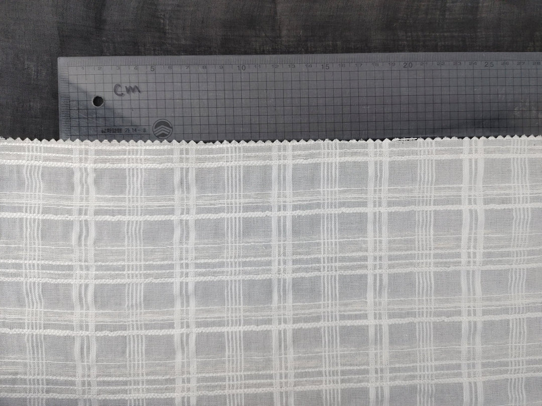 Ivory Dobby Plaid Linen Blend Fabric - Lightweight and Elegant for Various Crafting Projects 3060 - The Linen Lab - Ivory
