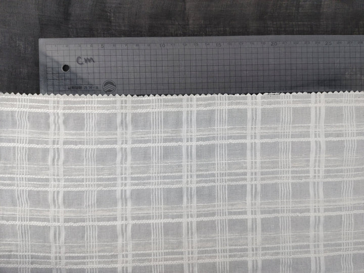 Ivory Dobby Plaid Linen Blend Fabric - Lightweight and Elegant for Various Crafting Projects 3060 - The Linen Lab - Ivory