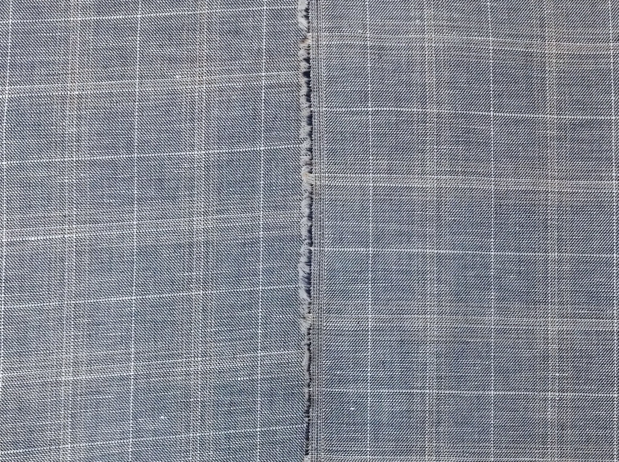 Light-Medium Weight Linen Cotton Twill Fabric with Simple Plaid Pattern 4393 - The Linen Lab - Navy