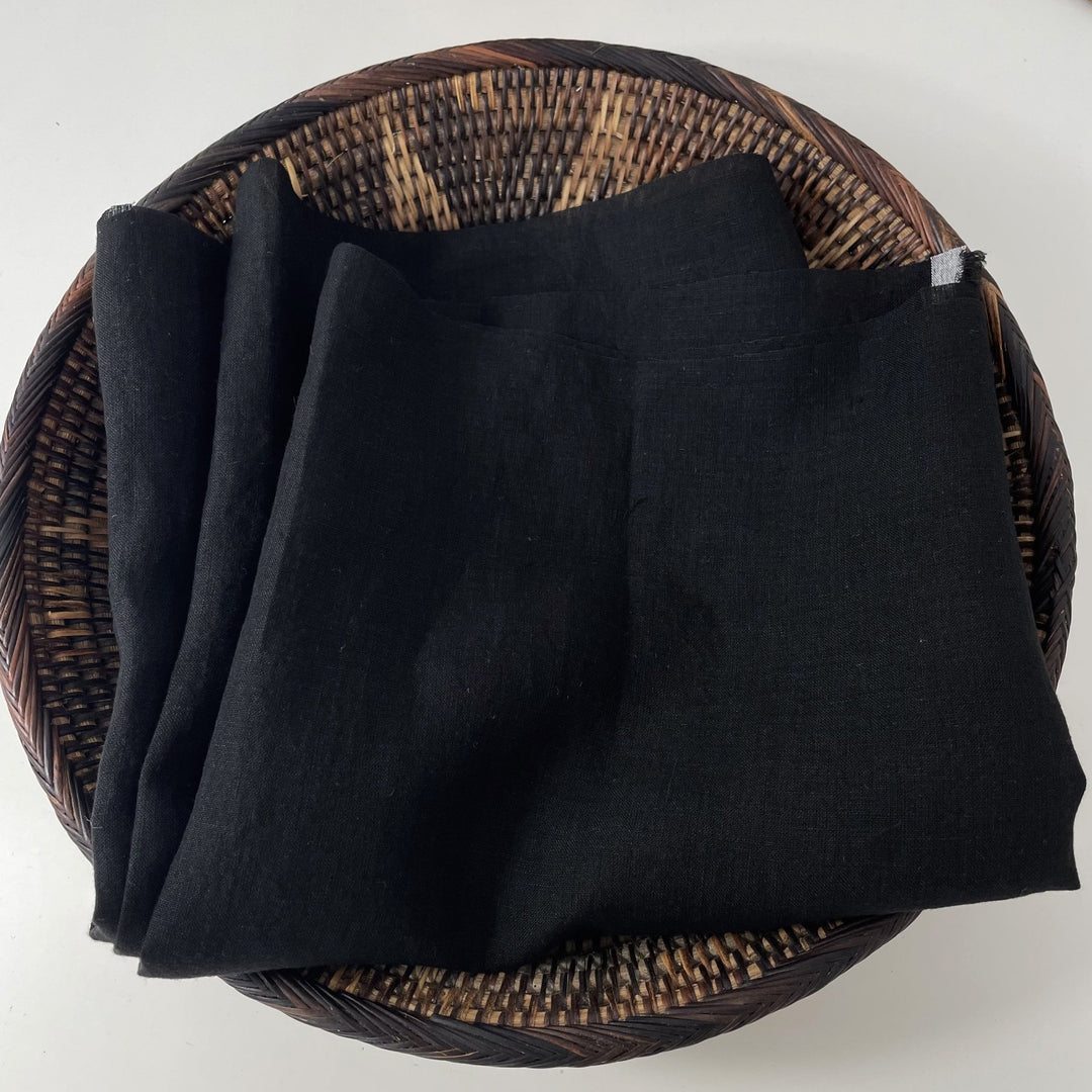 Light Weight High Twisted Linen Fabric 21s 6708 6195 6315 4895 - The Linen Lab - Black