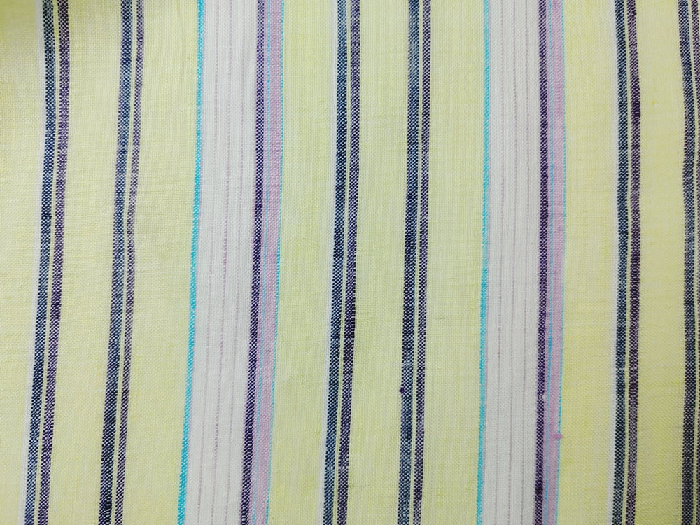 Light Weight Linen Ramie Fabric with Stripe Pattern 2106 - The Linen Lab - Yellow