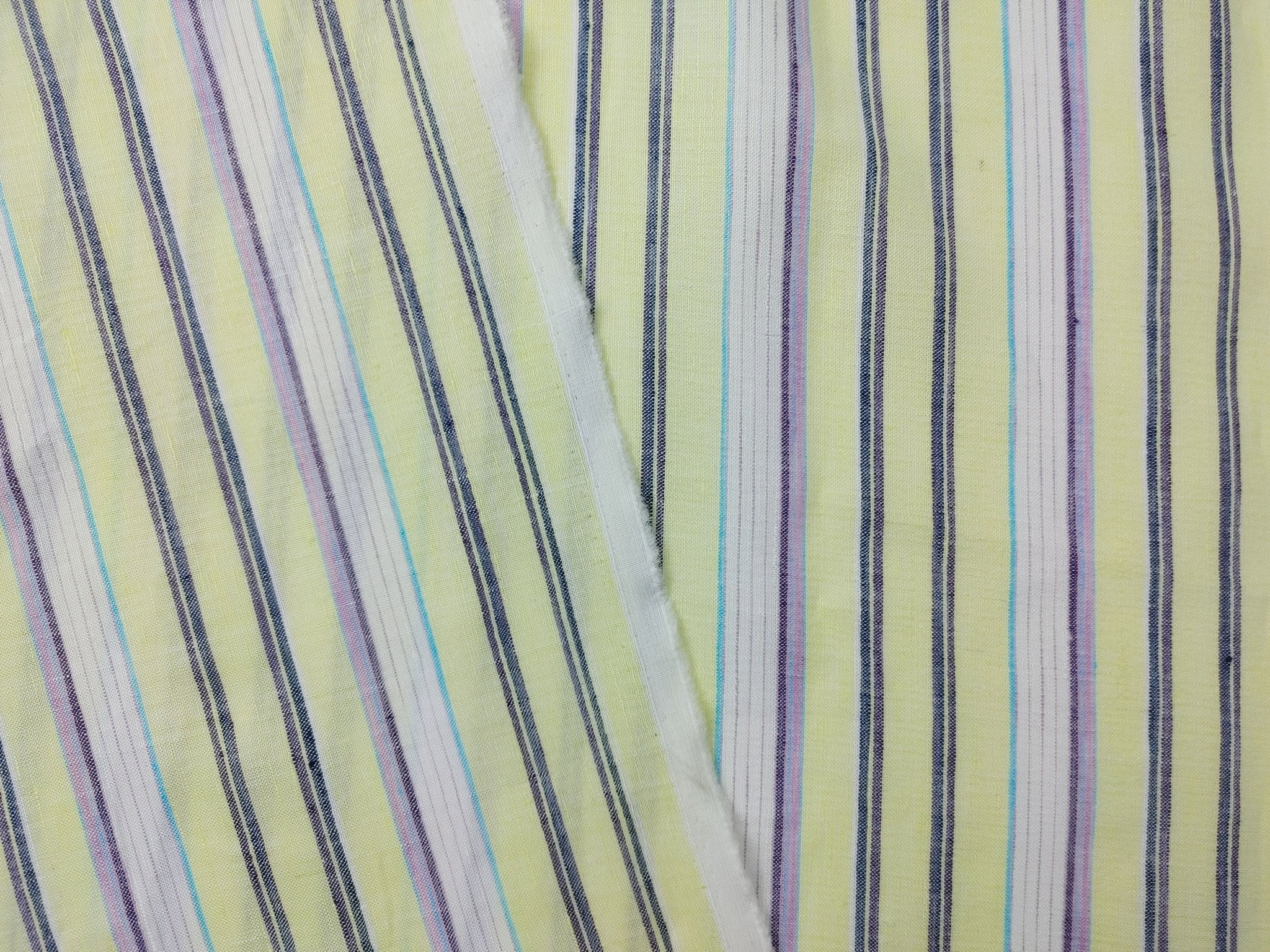 Light Weight Linen Ramie Fabric with Stripe Pattern 2106 - The Linen Lab - Yellow