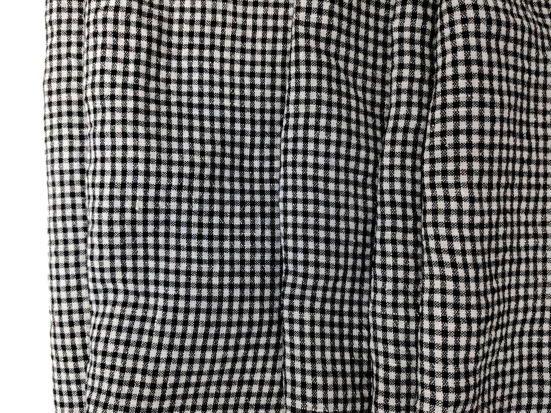 Light Weight Linen Tencel Fabric with Subtle Seersucker Gingham Check in Classic White & Black 6345 - The Linen Lab - Black & White