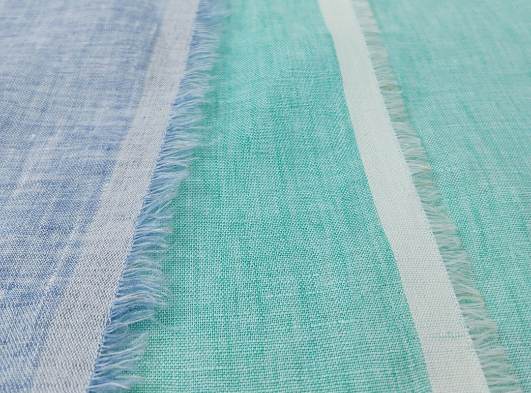 Lightweight 100% Linen Fabric: Two-Tone Chambray Elegance 7632 7746 - The Linen Lab - Blue