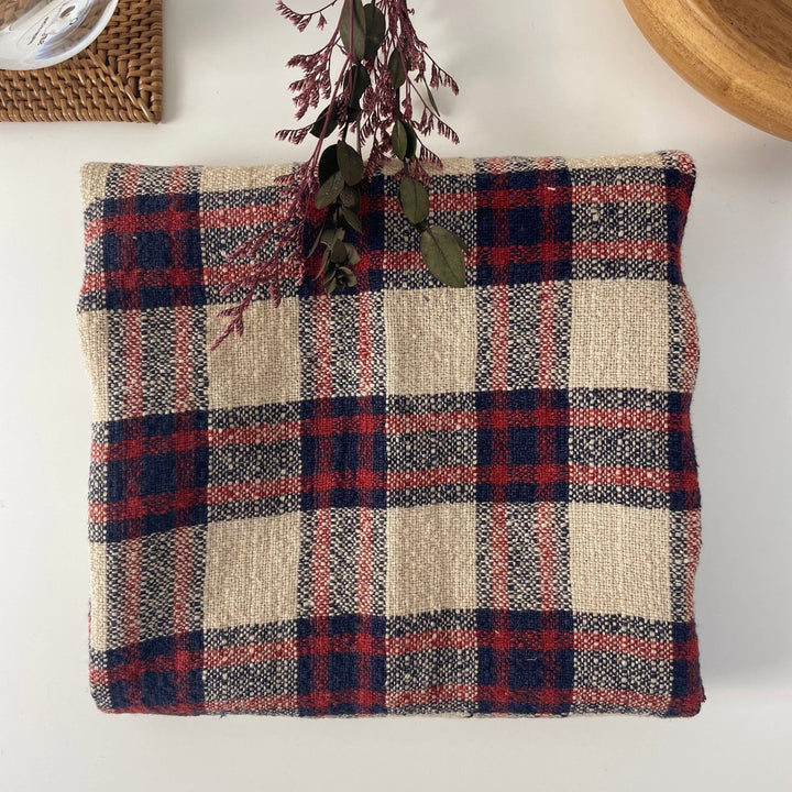 Linen 100% Fabric Heavy Weight Plaid 7242 - The Linen Lab - Beige