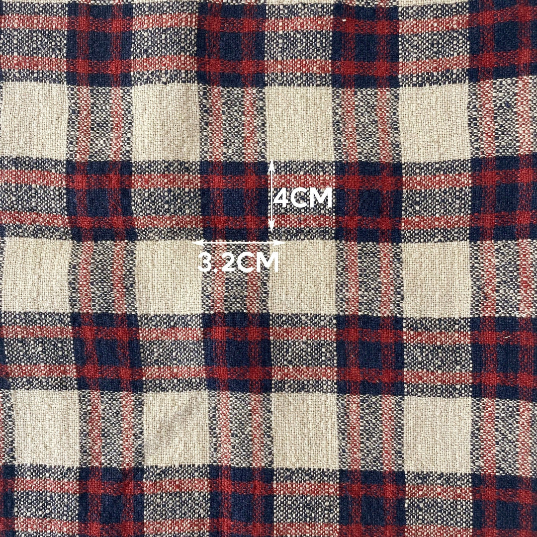 Linen 100% Fabric Heavy Weight Plaid 7242 - The Linen Lab - Beige
