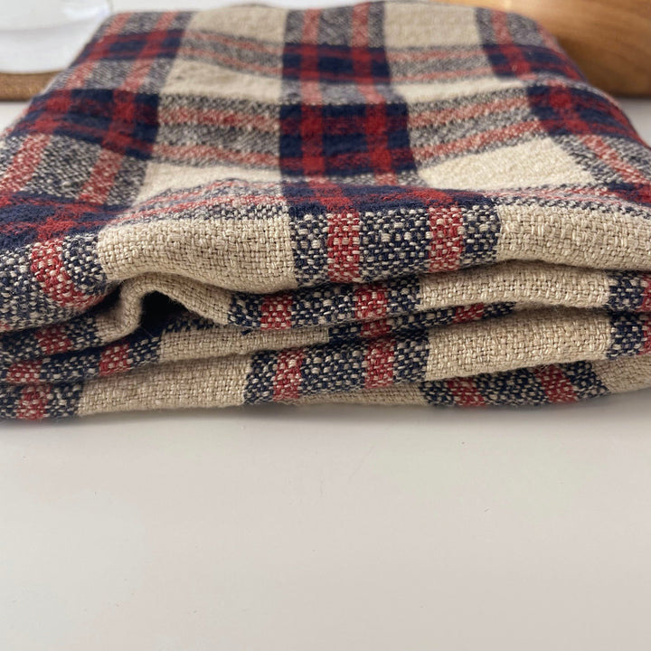 Linen 100% Fabric Heavy Weight Plaid 7242 - The Linen Lab - Beige