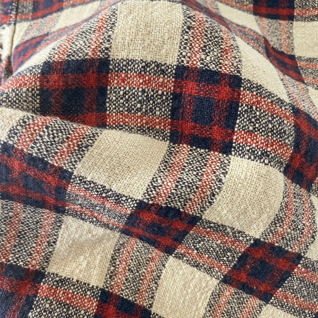 Linen 100% Fabric Heavy Weight Plaid 7242 - The Linen Lab - Beige