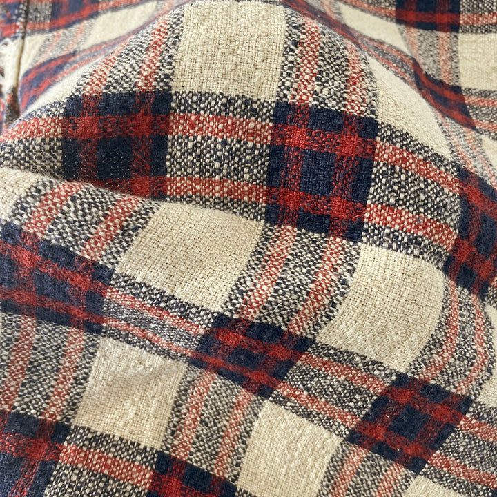Linen 100% Fabric Heavy Weight Plaid 7242 - The Linen Lab - Beige