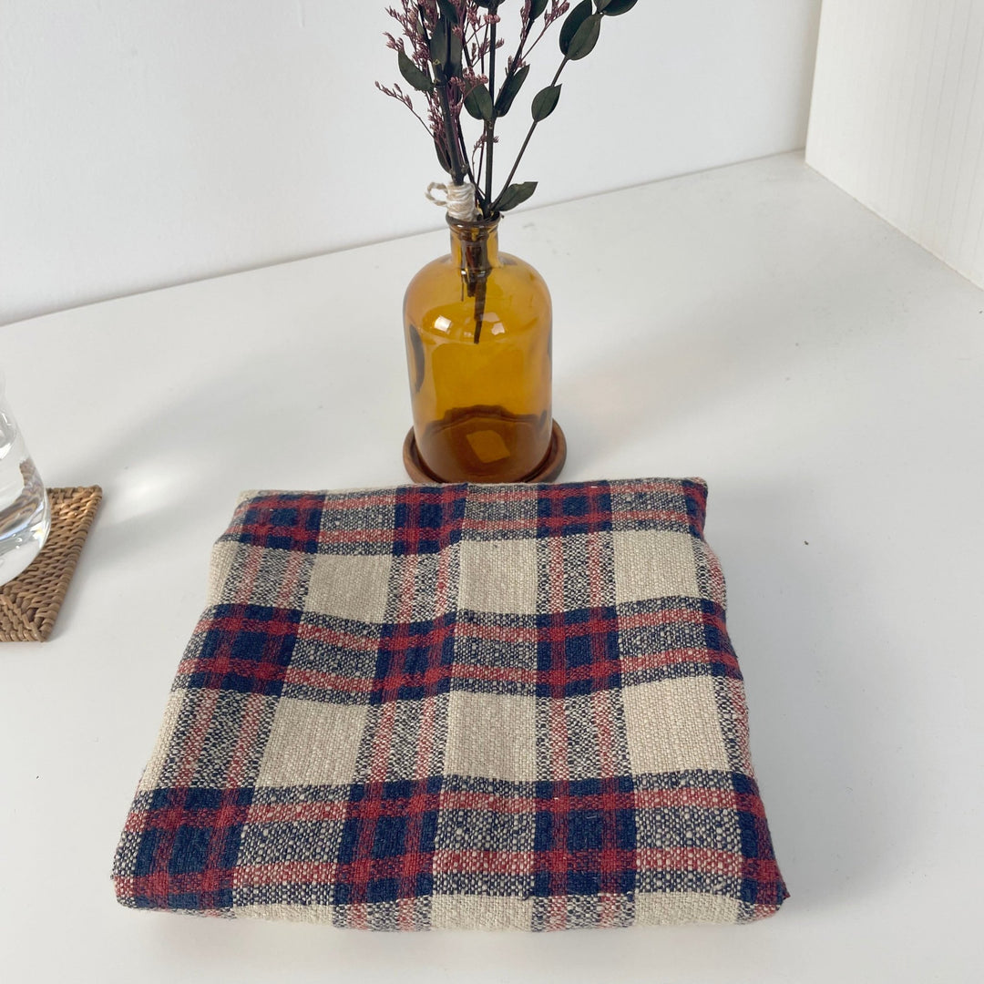 Linen 100% Fabric Heavy Weight Plaid 7242 - The Linen Lab - Beige