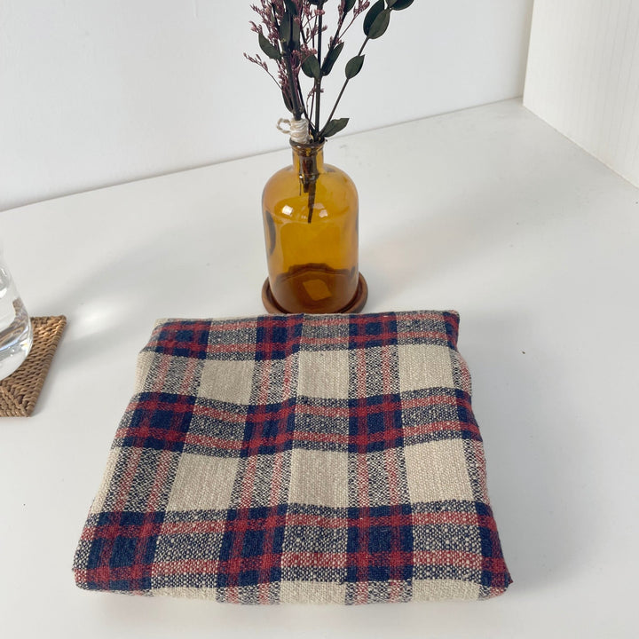 Linen 100% Fabric Heavy Weight Plaid 7242 - The Linen Lab - Beige