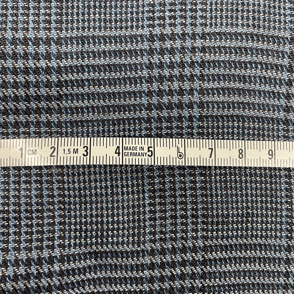 Linen 40lea 14s Twill Houndstooth Plaid Fabric (6756) - The Linen Lab - Navy