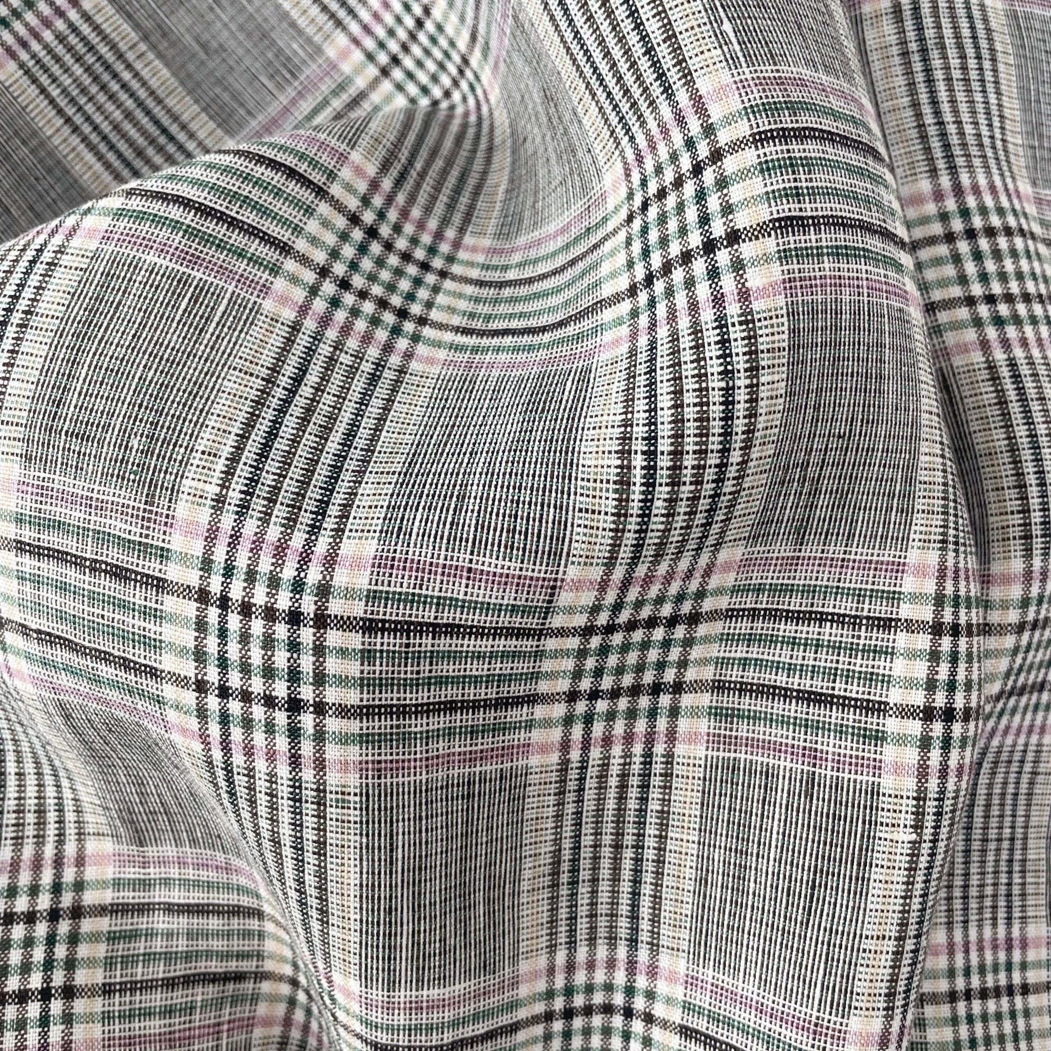 Linen Big Check Fabric 7142 7143 - The Linen Lab - Black