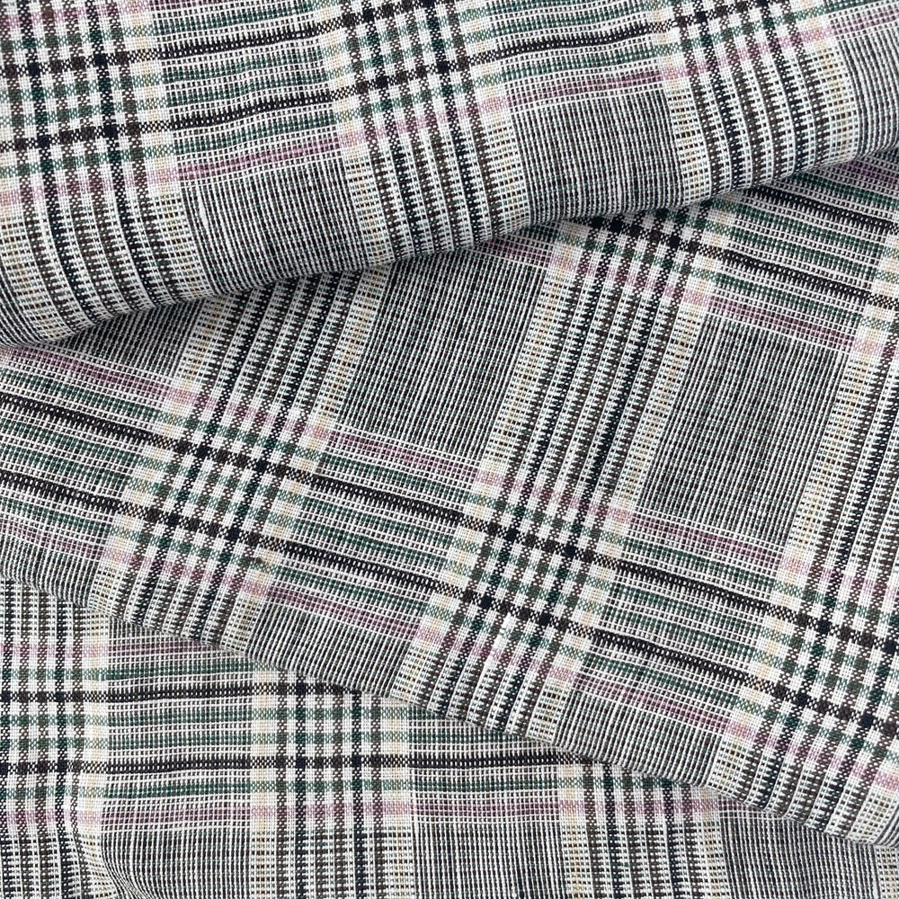 Linen Big Check Fabric 7142 7143 - The Linen Lab - Black
