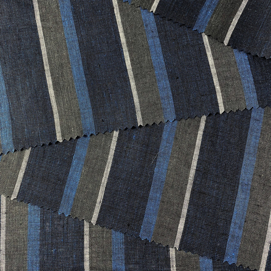 Linen Big Stripe Fabric 6758 - The Linen Lab - 6758 NAVY
