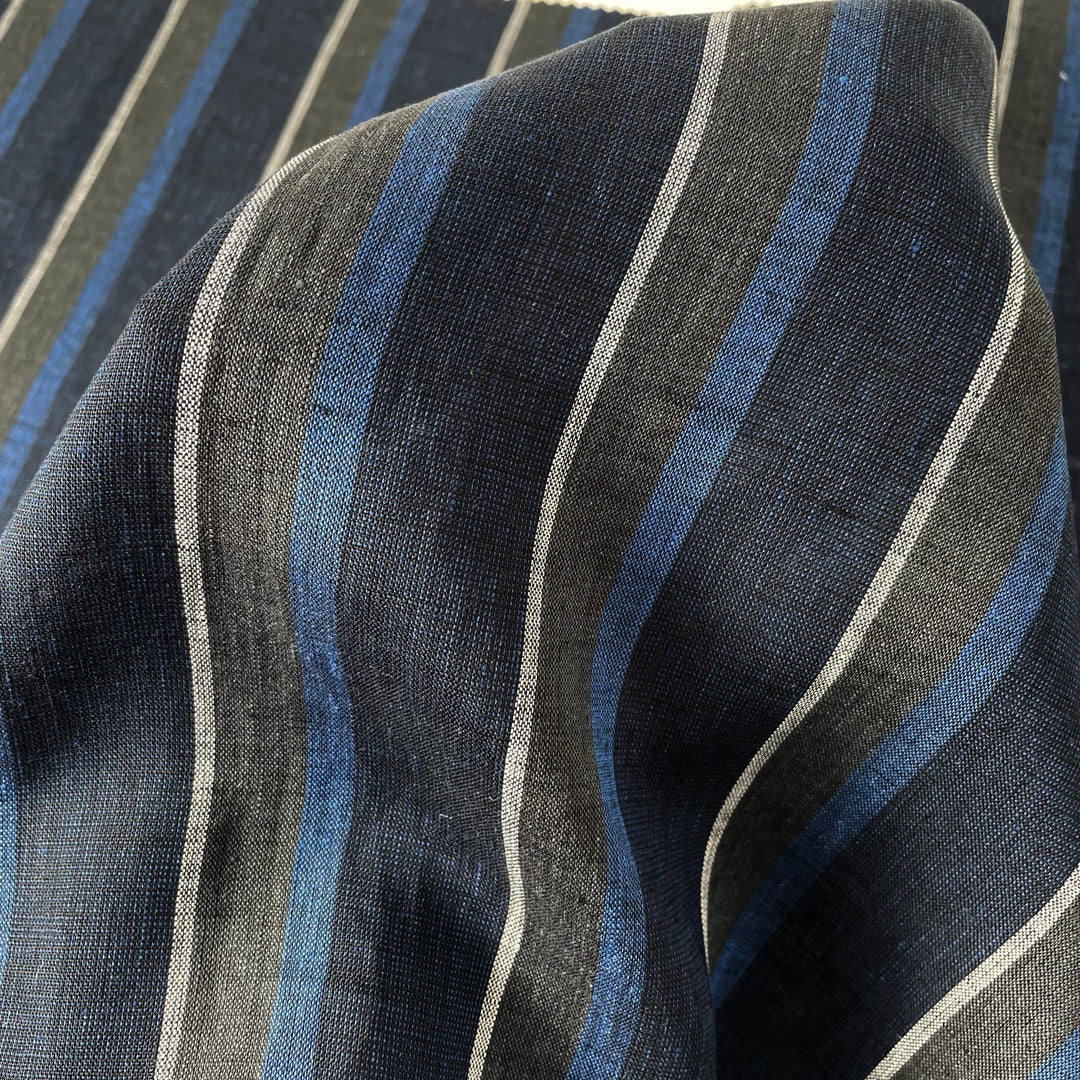 Linen Big Stripe Fabric 6758 - The Linen Lab - 6758 NAVY